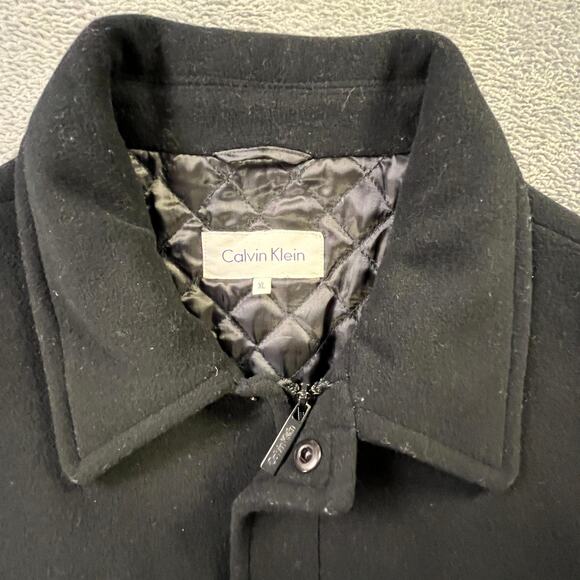 Calvin Klein Black Wool Cashmere Blend Overcoat XL - Picture 4 of 12